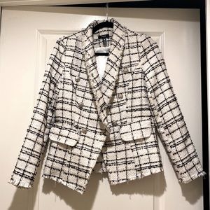 Aqua White Tweed Blazer, Size S